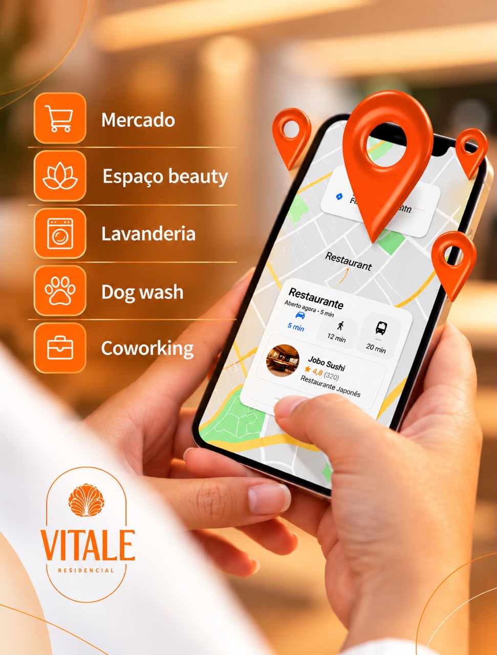 Mercado, espaço beauty, lavanderia, dog wash e coworking